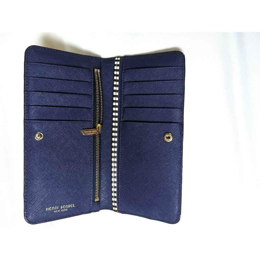 Henri Bendel New York Violet Blue Snap Wallet Card Slots Zip Coin Pocket Classy